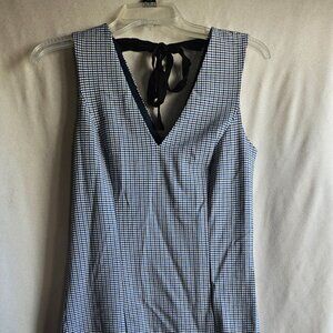 Banana Republic size 4 Tall Dress, blue, brown, tan plaid dress.